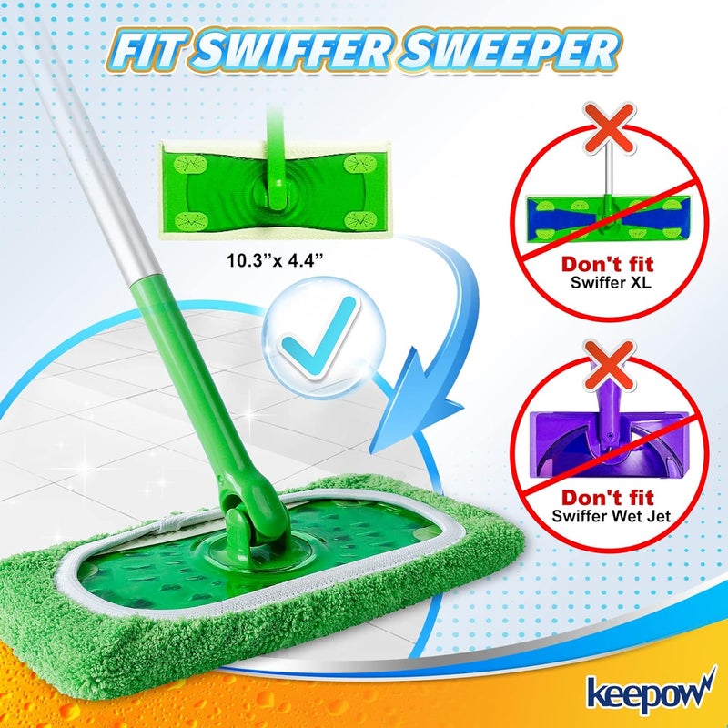 KEEPOW Reusable Wet Pads Refills Compatible with Swiffer Sweeper Mop, Dry Sweeping Cloths, Microfiber Wet Mopping Cloths for Hardwood Floor Cleaning, 6 Pack (Mop is Not Included) - Image 2